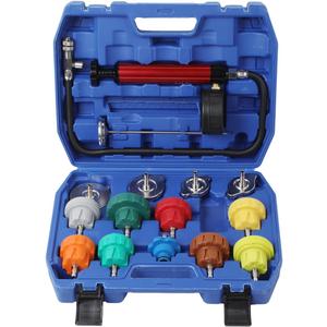 Radiator Pressure Tester Kit, Coolant Pressure Tester for Automotive Cooling System Water Tank Leakage Detection (Universal Fit 15PCS)