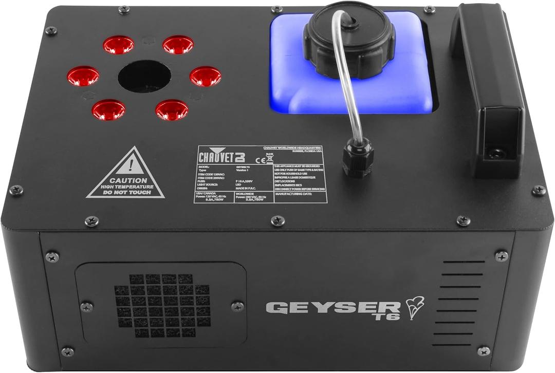 CHAUVET DJ – Geyser T6 Vertical Fog Machine | Pyrotechnic Style Fog Effect Without Toxic Chemicals or CO2 | Wireless and Timer Remote Control | Compact Design for Mobile Applications