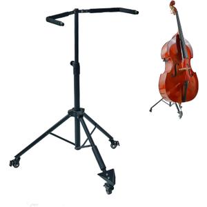 Double Bass Stand with Locking Casters for 1/8–4/4 Upright Bass