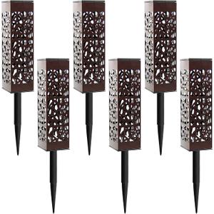 MAGGIFT Solar Pathway Lights, Outdoor Dual-use Upgrade Brown Stainless Steel Solar LED Lights, 8 Lumen Decorative Garden Light, Patio Lawn Driveway Landscape Decorations, Warm White, 6 pack