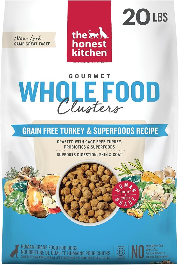 The Honest Kitchen Whole Food Clusters Grain Free Turkey Dry Dog Food, 20 lb Bag (EXP 11/19/26)
