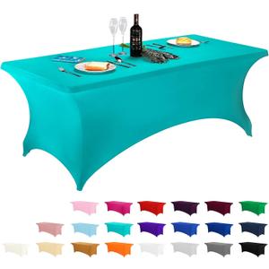 LZY Spandex Fitted Stretch Table Cover for 6 ft or 4ft or 8ft Folding Table, Rectangular Cocktail Tablecloth, Perfect for Party or Banquet
