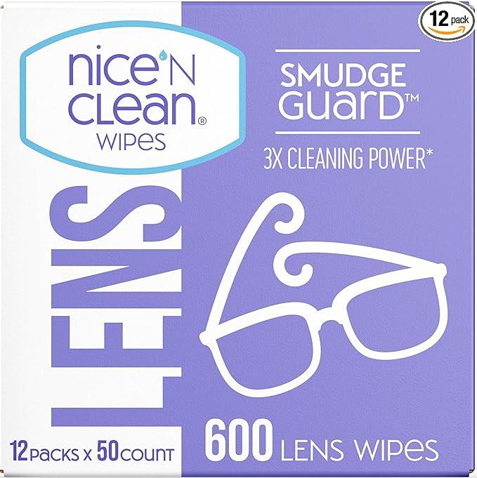 Nice 'N CLEAN SmudgeGuard Lens Wipes (600 Total Wipes) | IndividuallyWrapped, PreMoistened, AmmoniaFree Lenses Wipes | Lens Cleaning Wipes for Eyeglasses, Camera Lens, Goggles, Sunglasses