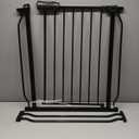 34-38.5 Inch Walk Through Baby & Dog Gate, No Drill Pressure Mounted, Expandable Safety Gate for Kitchen & Living Room, Black Metal with Extension Kit (34"-38.5"/86-98CM)