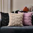 DFXSZ Halloween Pillow Covers 18x18 inch Set of 2 Pink Bat with Black Eyes Throw Pillow Cases Soft Plush Faux Fur Wool Couch Cushion Case for Chair Sofa Bedroom Living Room Home Decor PTK059C18