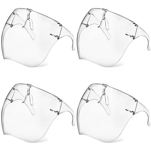 4 Pack Face Shield with Glasses, Face Mask Shield Anti-Fog Clear Ultra Clear Reusable Protective Plastic Face Shield Mask Droplet Splash Guard for Women Men Kids