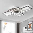 GEADI Modern Ceiling Light Fiture, Dimmable Led Flush Mount Ceiling Lamp with Remote Control,50W Square Close to Ceiling Lights for Bedroom Living Room Dining Room (35.4",Coffee, 3000K-6500K)