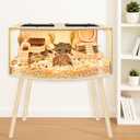 Prolee Hamster Cage with Curved Design,Chew Proof Wooden Hamsters Enclosure with Leg Stand and Openable Top or Gerbils,Hamster Habitat (40"x20"x20")