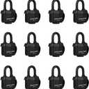 CINCINNO 40mm Padlock with Key,Weatherproof Laminated Steel Locks with Keys,Heavy Duty Keyed Alike Padlocks for Outdoor Use,12 Pack