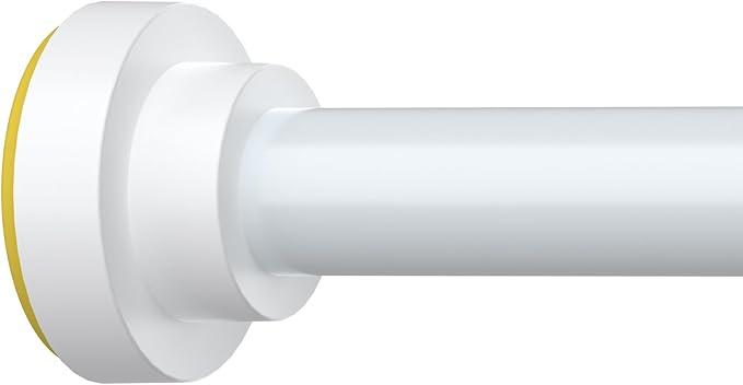 Shower Curtain Rod Adjustable 43-92 inch, 1"Diameter Spring Tension Curtain Rod No Drill, Anti-Rust Non-Slip Shower Rod, White Shower Curtain Rod for Bathroom Tension