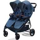 Valco Baby Trend Duo Light Weight Side by Side Double Stroller 2025 (Denim Blue) - Easy and Compact fold, Multi-Position Recline, Large Canopy, Independent Twin Vents and More - Luxurious Twin Pram