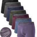 DAVID ARCHY Men's Modal Trunks Underwear, Breathable Soft Anti-Chafe Comfort, Dual Pouch Support with Fly 7 Pack, L
