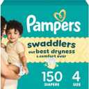 Pampers Swaddlers Diapers, Size 4 (15-34 lbs), 150 Count, Absorbent, Keeps Baby Dry and Comfortable, Skin Safe Disposable Baby Diaper