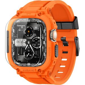 amBand M1 Sport Case Band for Apple Watch Ultra 3/2/1 & SE 3/2/1 & Series 11 10 9 8 7 6 5 4 3 49mm 46mm 45mm 44mm 42mm 41mm 40mm 38mm, Shockproof & Scratch Resistant Rugged Bumper for Men (Orange)