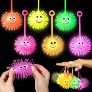 24PCS Light Up Balls for Kids 3.4 inch Puffer Bouncy LED Ball Flashing Sensory Glow in The Dark Toys Bulk Party Favors for Easter Basket Gifts Classroom Stuffer Sprizes Pinata Fillers