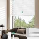 Allesin Motorized Zebra Blinds with Remote, Electric Dual-Layer Shades with Dry Battery-Powered, Smart Window Blind with Privacy Light Control (White 34" W x 72" H)
