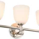 Bathroom Vanity Light, 3-Light Bathroom Light Fixtures Over Mirror, Traditional Vanity Lights for Living Room, Milk White Bell Glass Shades, Standard E26 Base, Polished Nickel