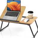 Lap Desk for Couch/Sofa/Floor, 5-Angle Adjustable Bed Desk with Foldable Legs &Cup Holder, Light Weight Bed Tray Table for Writing/Eating/Reading, Portable Laptop Stand for Adults, Kids