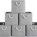 ECDYQXVU 13x13 Inch Cube Storage Bins with Reinforced Bottom Cardboard, 6 Pack Large Foldable Fabric Storage Cubes with Handles for Shelf, Closet, Laundry Organization (Grey)