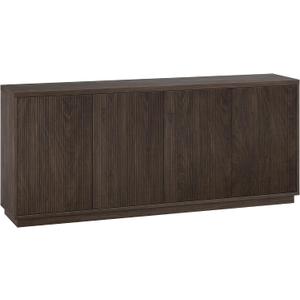 Henn&Hart 68" Fluted Sideboard Buffet Cabinet, Modern Ribbed Wooden Credenza with 4 Doors, Adjustable Shelves, and Cable Management Cut-Outs for Dining Room, Living Room or Entryway, Rich Brown, 68" Rectangular Buffet Table