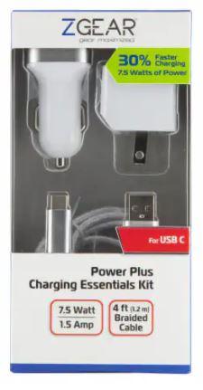 ZGear Power Plus Charging Essentials 3pc Kit for USB-C devices.