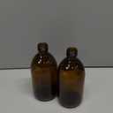 2 Pack,16 OZ Amber Glass Bottles Boston Round Sample Refillable Bottles with Black Caps, Perfect Glass Containers for kombucha, Secondary Fermentation,Storing condiment,Homemade Essential Oils