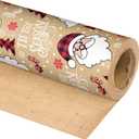 Dlyrroba Kraft Christmas Wrapping Paper Jumbo Roll - Red Black Buffalo Plaid Santa Claus, Trees Design for Holiday Winter - 17in x 100ft