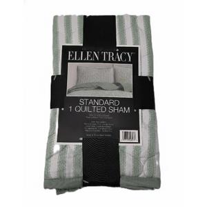 Ellen Tracy Standard 1 Quilted Sham 20x36 100% Polyester Green/White