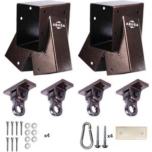 ABUSA Heavy Duty Swing Sets Brackets Including 2 Bronze A-Frame Swing Set Brackets and 4 Swing Hangers for Playground Equipment Mounting Parts Hardware Included (Bronze)