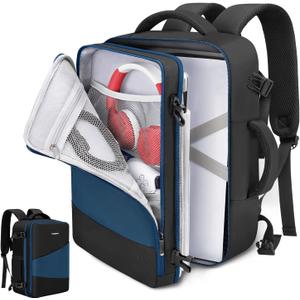 Deegotech Carrying Backpack Compatible with PS5/PS5 Pro, Protective Travel Case Compatible with Playstation 5 Console, Disc, Controllers, Accessories and 15.6" Laptop, Water-resistant Game Bags, Blue