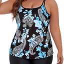 Tanst Sky Women's Plus Size Tankini Swimsuits Built in Bra Bathing Suits 2 Piece Set Swim Tops with Shorts, 5XL