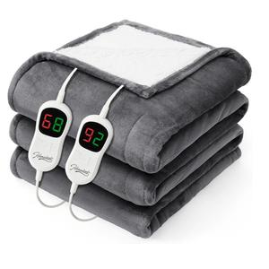 Homemate Heated Electric Blanket Queen Size - 84"x90" Heating Bed Blanket Throw with 10 Heating Levels 8 Hours Auto Off Fast Heating Over-Heat Protection Ultra Soft Flannel ETL Certified, Grey