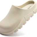 Women's Arch Support EVA Garden Shoes for Women - Comfort Waterproof Slip-on Outdoor Beach Mules Sandal Ladies Classic Closed Toe Clogs (Beige), 9/10