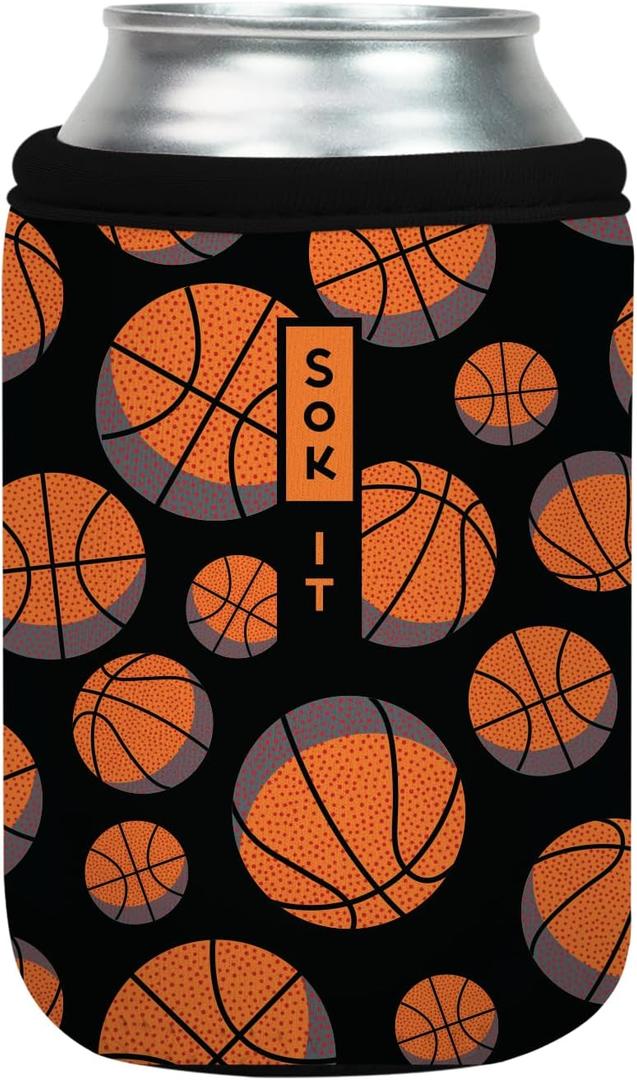 Sok It CanSok Sleeve for Beer & Soda Insulated Neoprene Cover (Basketball, 12oz Can Sleeve
