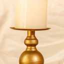 Metal Gold Decorative Candle Holder Pillar Candles Candle Stand, Set of 1 Candlestick Holder for Fireplace, Living or Dining Room Table (Golden Color)