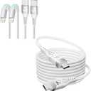 100W USB C to USB C Cable 6.6FT 5A USB C to USB C Fast Charging Cable + iPhone Charger [Apple MFi Certified] 2Pack 10FT Long Lightning Cable