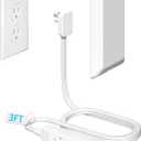 Flat Plug Extension Cord 3FT with Outlet Covers Baby Proofing,Ultra Thin Outlet Concealer with Cord Concealer Kit,3 Outlet Power Strip,13A 125V 1625W,Universal Size for Home,Kitchen,ETL Listed,White