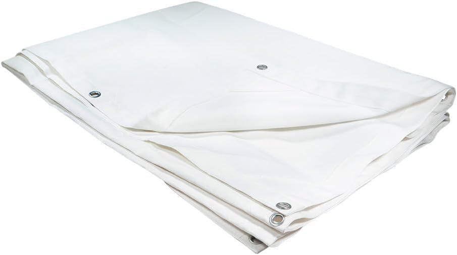Mytee Products 8' x 10' White Canvas Tarp 12oz - Water Resistant & Breathable - Heavy Duty Tarps - Multipurpose Tarpaulin Cover for Camping Tent