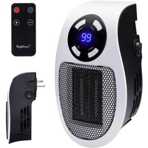 Brightown Wall Plug In Heater 450W, Portable Outlet Heater with Remote, Clear LED Display, Small Wall Heaters for Indoor Use with Adjustable Thermostat and 12H Timer for Bathroom Room Office