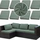 Outdoor Cushion Covers Set,8PCS Waterproof Patio Furniture Couch Seat Slipcovers, Replacement for Sofa Sectional Chair(CoverOnly) (Green)