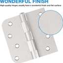 Satin Nickel Door Hinges 4 Inch Square Rounded 5/8" Radius Hinges for Doors Reversible Full Mortise Combination 4 in Door Hardware 6 Pack