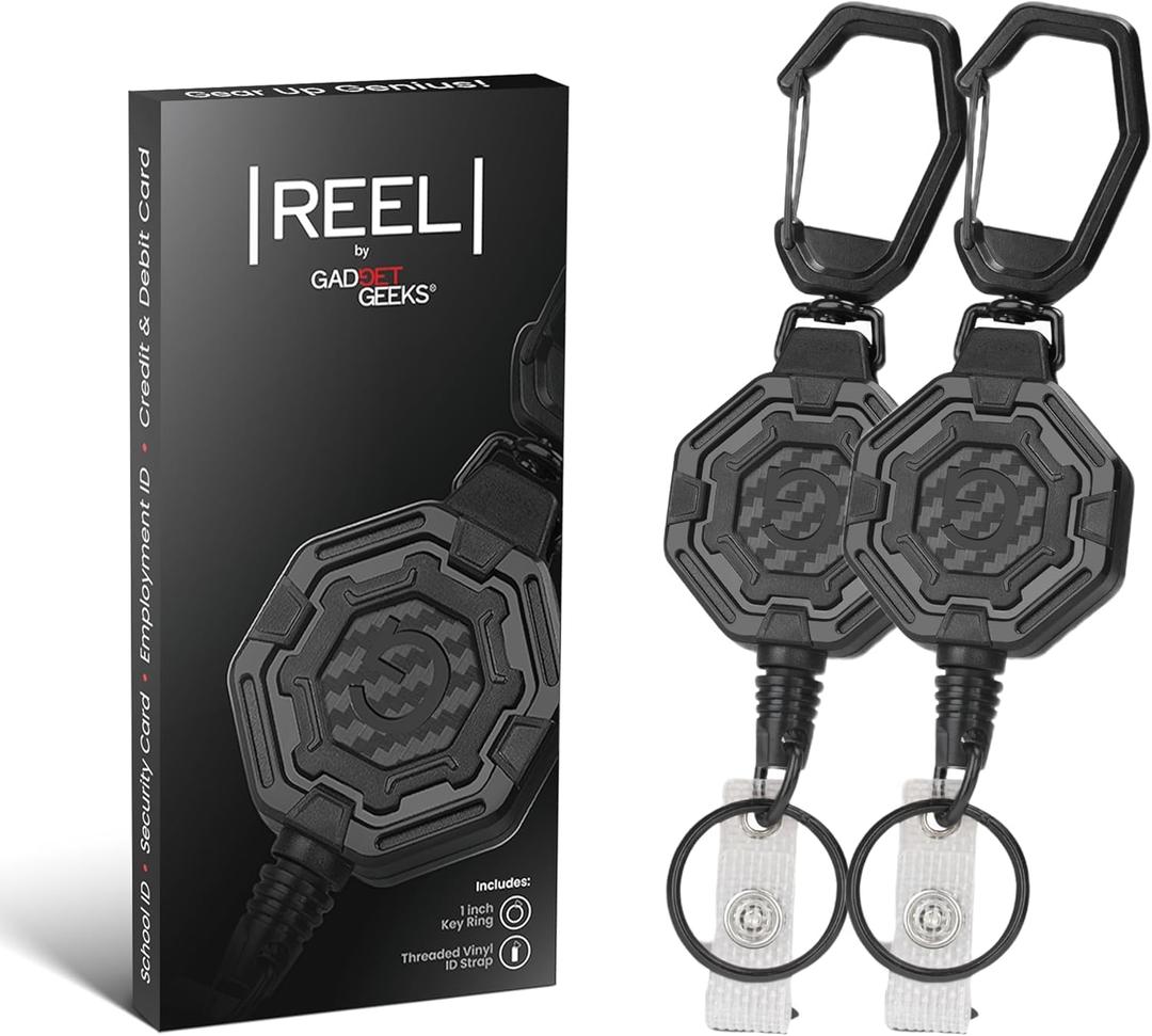 The Ultimate Retractable ID & Keychain Carabiner Big Clip, 32 Steel Cord, Unbeatable Durability - Perfect for Office, School, Hospital, Construction, Recreation, 8oz, 2 Pack