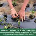 Feitore 4 Mil Black Plastic Sheeting 4 FT x 100 FT Plastic Weed Barrier Landscape Fabric Heavy Duty Roll for Garden Multi Use Polyethylene Sheeting