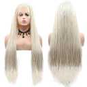 Pastel Blonde Box Braided Wigs Handmade Long Braids Hair White Blonde Synthetic Lace Front Wig Heat Safe Long Braids Drag Queen Holiday Party Pastel Blonde Hair