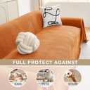 hyha Couch Cover for Dogs, Boho Sofa Covers for 3 Cushion Couch Washable, Chenille Sofa Slipcover for Pets, Soft Loveseat Sectional Couch Throw Blankets with Tassels (Orange, 88.5x118 Inch)