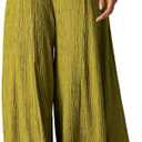 GORGLITTER Women's Flowy Wide Leg Pants Boho Loose Elastic High Waisted Textured Palazzo Trousers Vacation Casual, S