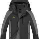 TEZO Mens Rain Jacket Waterproof with Hooded Hiking Coat Lightweight Windbreaker, Medium