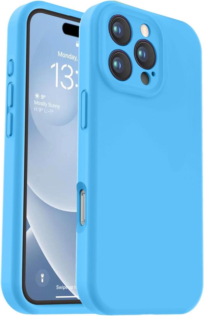 Vooii Compatible with iPhone 16 Pro Case, Liquid Silicone Upgrade [Camera Protection] [Soft Anti-Scratch Microfiber Lining] Shockproof Phone Case for iPhone 16 Pro 6.3 inch - Blue
