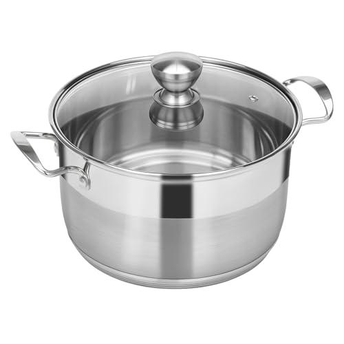 Ohtomber Stainless Steel Stock Pot - 12 Quart Large Cooking Pot with Lid for Pasta, Soup, Spaghetti, Nonstick Thick Base Deep Stockpot, Kitchen Cookware for Stew, Simmer, Boiling, Canning