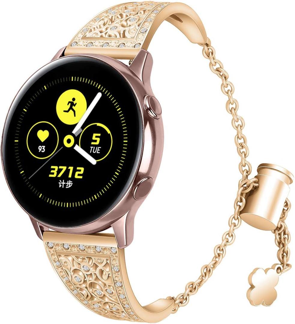 22mm Strap intended for Fossil Gen 6 (44mm) / Fossil Gen 5 5 Garrett HR/Julianna/Carlyle /Gen 5E (44mm), Bling Diamond Stainless Steel Watch Band Quick Release Adjustable Jewelry Bracelets Wristband (gold)
